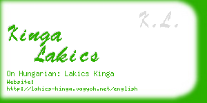 kinga lakics business card